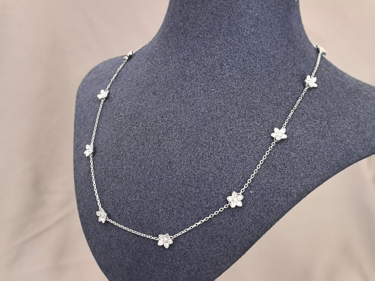 Juno Diamond N-043 | Round And Marquise Lab-Grown Diamond Floral-Cluster Station Necklace Necklace