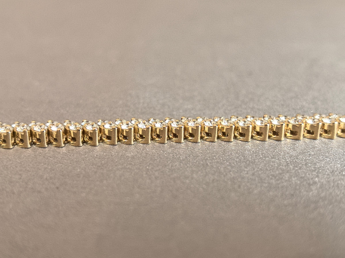 Juno Diamond B-047 | Round-Cut Lab-Grown Diamond Eternity Bracelet In Yellow Gold With Linked Marquise-Style Motifs Bracelet