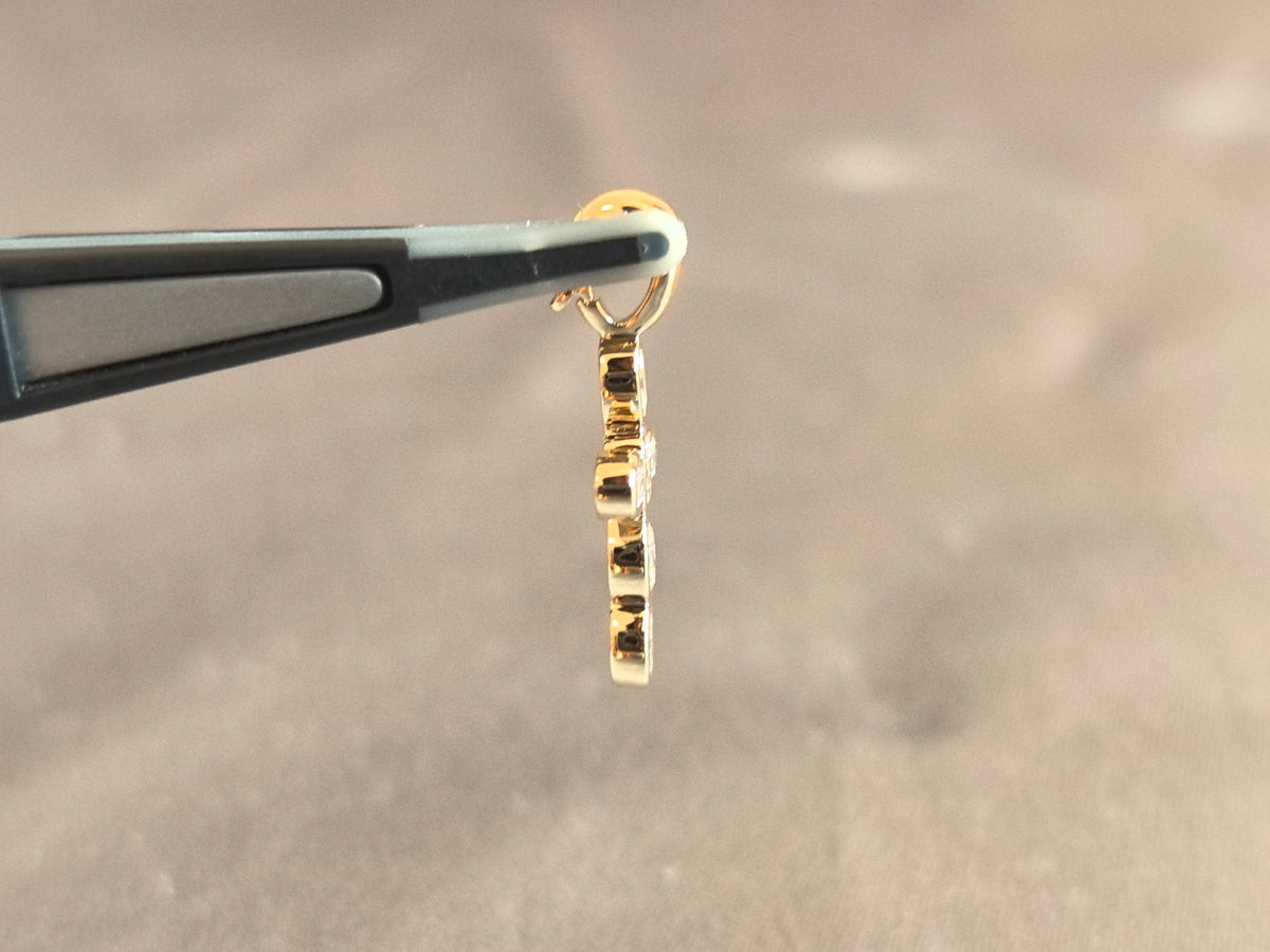 Juno Diamond P-021 | Six-Stone Oval Lab-Grown Diamond Cross Pendant with Bezel Setting Pendant