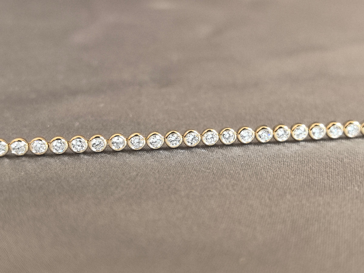 Juno Diamond B-048 | Bezel-Set Round Lab-Grown Diamond Continuous Row Bracelet in Yellow Gold Bracelet