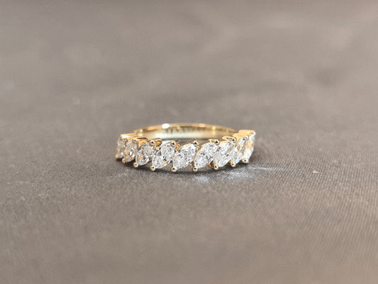 Juno Diamond MX-024 | Nine-Stone Marquise Lab-Grown Diamond Leaf Pattern Ring Ring
