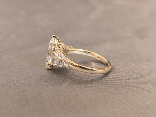 Juno Diamond MA-085 | 2 Carat Marquise-Cut Lab-Grown Diamond Halo Ring with Pavé Shank Ring