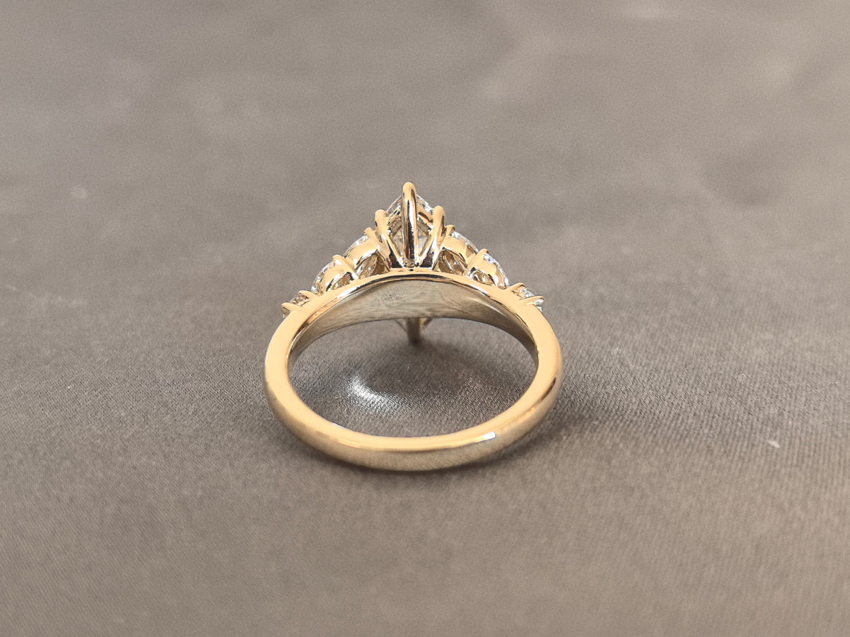 Juno Diamond MA-085 | 2 Carat Marquise-Cut Lab-Grown Diamond Halo Ring with Pavé Shank Ring