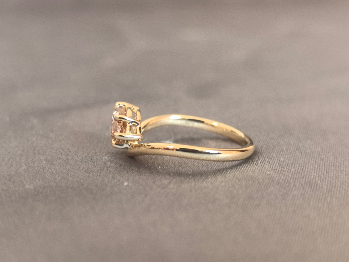 Juno Diamond PE-053 | 1.5 Carat Light Brown Pear-Cut Lab-Grown Diamond Sculptural Wave Ring Ring