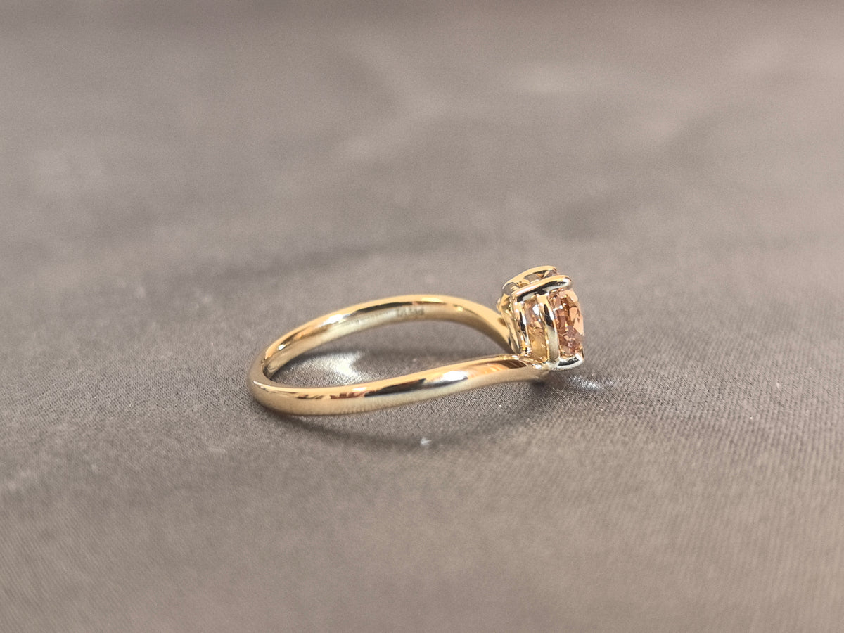 Juno Diamond PE-053 | 1.5 Carat Light Brown Pear-Cut Lab-Grown Diamond Sculptural Wave Ring Ring