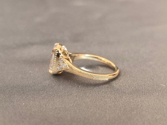 Juno Diamond CU-028 | 3 Carat Cushion-Cut Lab-Grown Diamond Vintage Milgrain Halo Ring Ring