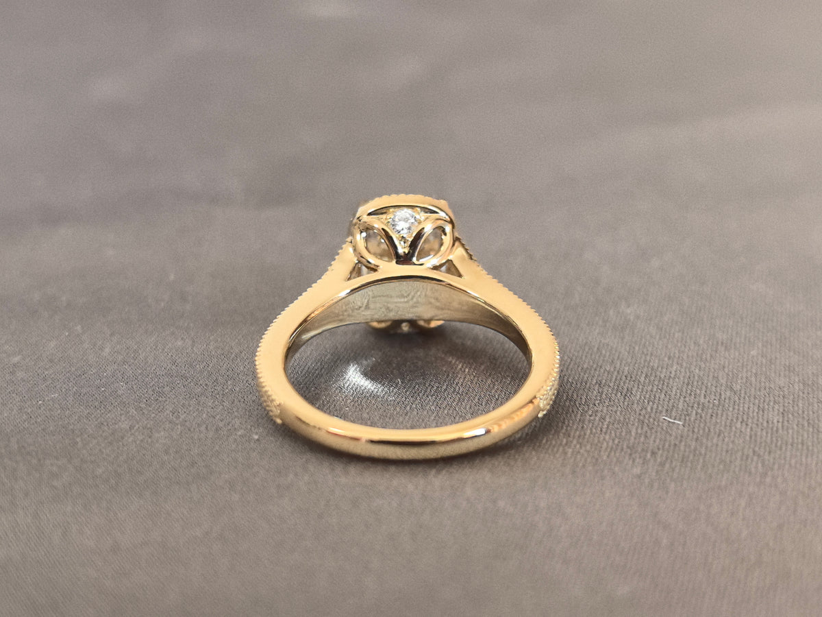 Juno Diamond CU-028 | 3 Carat Cushion-Cut Lab-Grown Diamond Vintage Milgrain Halo Ring Ring