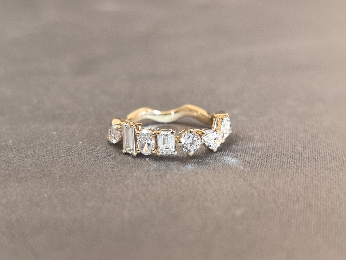 Juno Diamond MX-030 | Mixed-Shape Lab-Grown Diamond Sculptural Wave Eternity Ring Ring