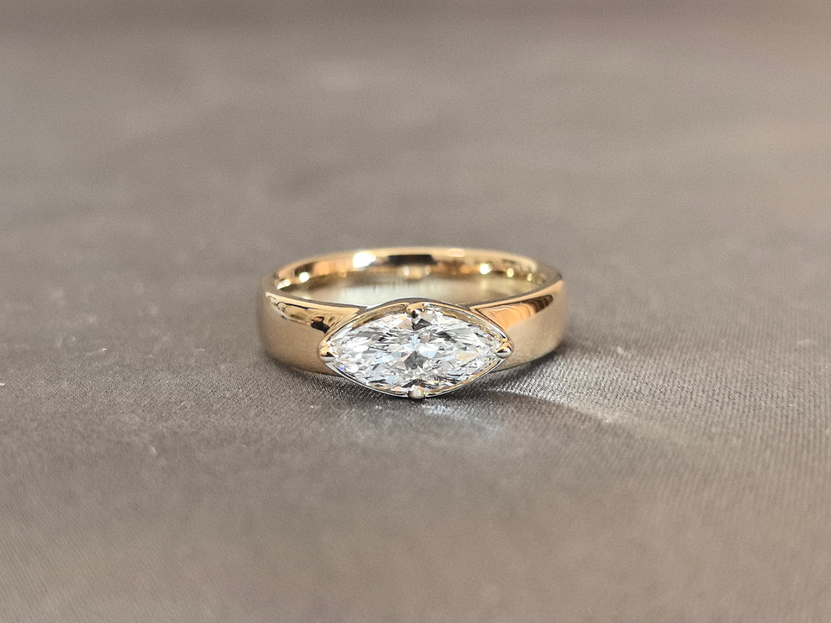 Juno Diamond MA-084 | 1 Carat Marquise-Cut Lab-Grown Diamond East-West Solitaire Ring Ring