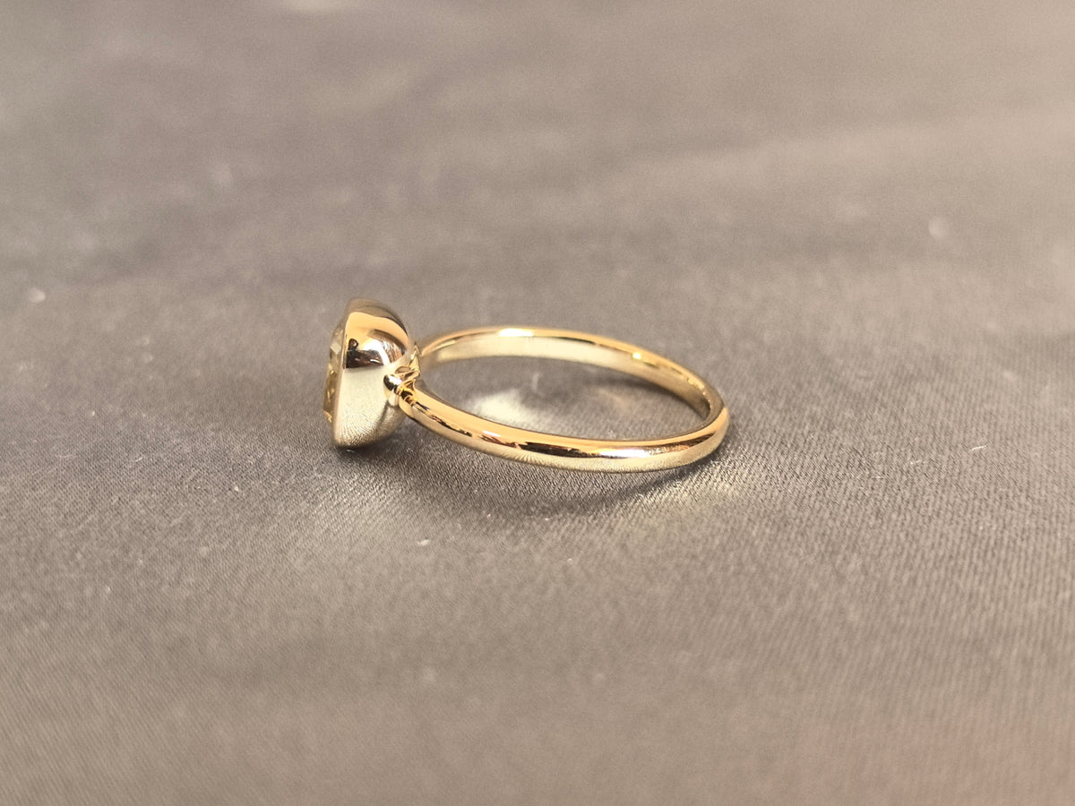 Juno Diamond CU-029 | 2 Carat Yellow Cushion-Cut Lab-Grown Diamond Domed Bezel Ring Ring