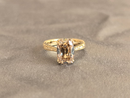 Juno Diamond OV-087 | 4 Carat Champagne Oval-Cut Lab-Grown Diamond 1-Stone Prong Ring Ring