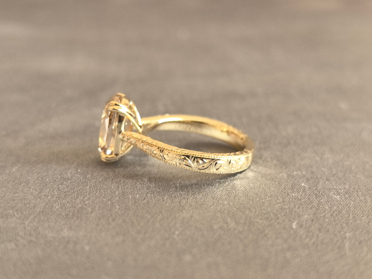 Juno Diamond OV-087 | 4 Carat Champagne Oval-Cut Lab-Grown Diamond 1-Stone Prong Ring Ring