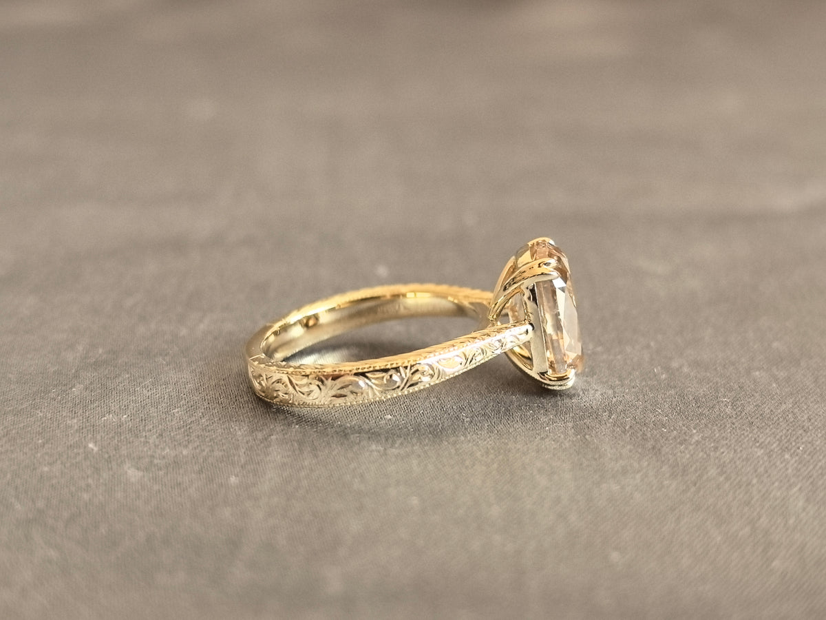Juno Diamond OV-087 | 4 Carat Champagne Oval-Cut Lab-Grown Diamond 1-Stone Prong Ring Ring