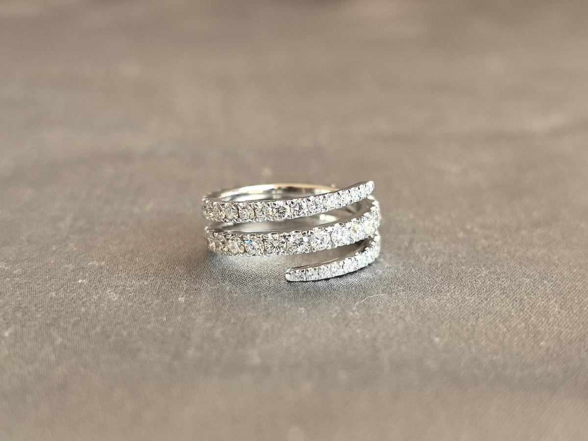 Juno Diamond RO-061 | Lab-Grown Diamond Round Multi-Row Spiral Prong-Set Ring in White Gold Ring