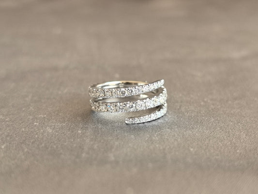Juno Diamond RO-061 | Lab-Grown Diamond Round Multi-Row Spiral Prong-Set Ring in White Gold Ring