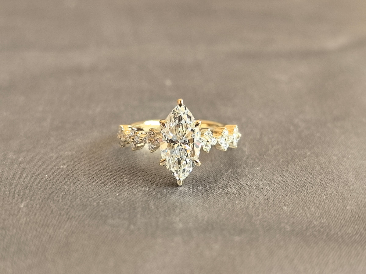 Juno Diamond MA-087 | 2 Carat Marquise-Cut Lab-Grown Diamond Halo Ring Ring