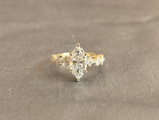 Juno Diamond MA-087 | 2 Carat Marquise-Cut Lab-Grown Diamond Halo Ring Ring