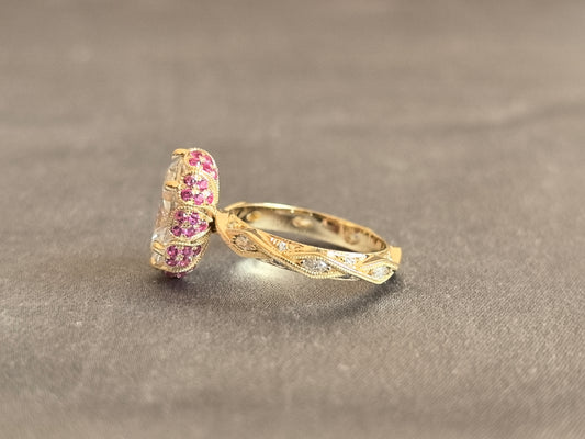Juno Diamond OV-088 | 3 Carat Oval-Cut Lab-Grown Diamond Vintage Leaf-Pattern Ring Ring