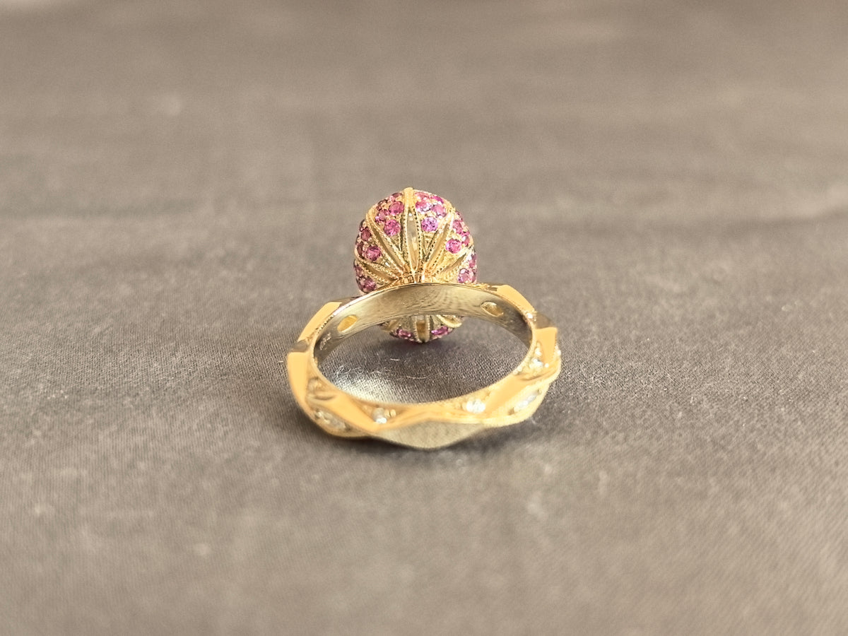 Juno Diamond OV-088 | 3 Carat Oval-Cut Lab-Grown Diamond Vintage Leaf-Pattern Ring Ring