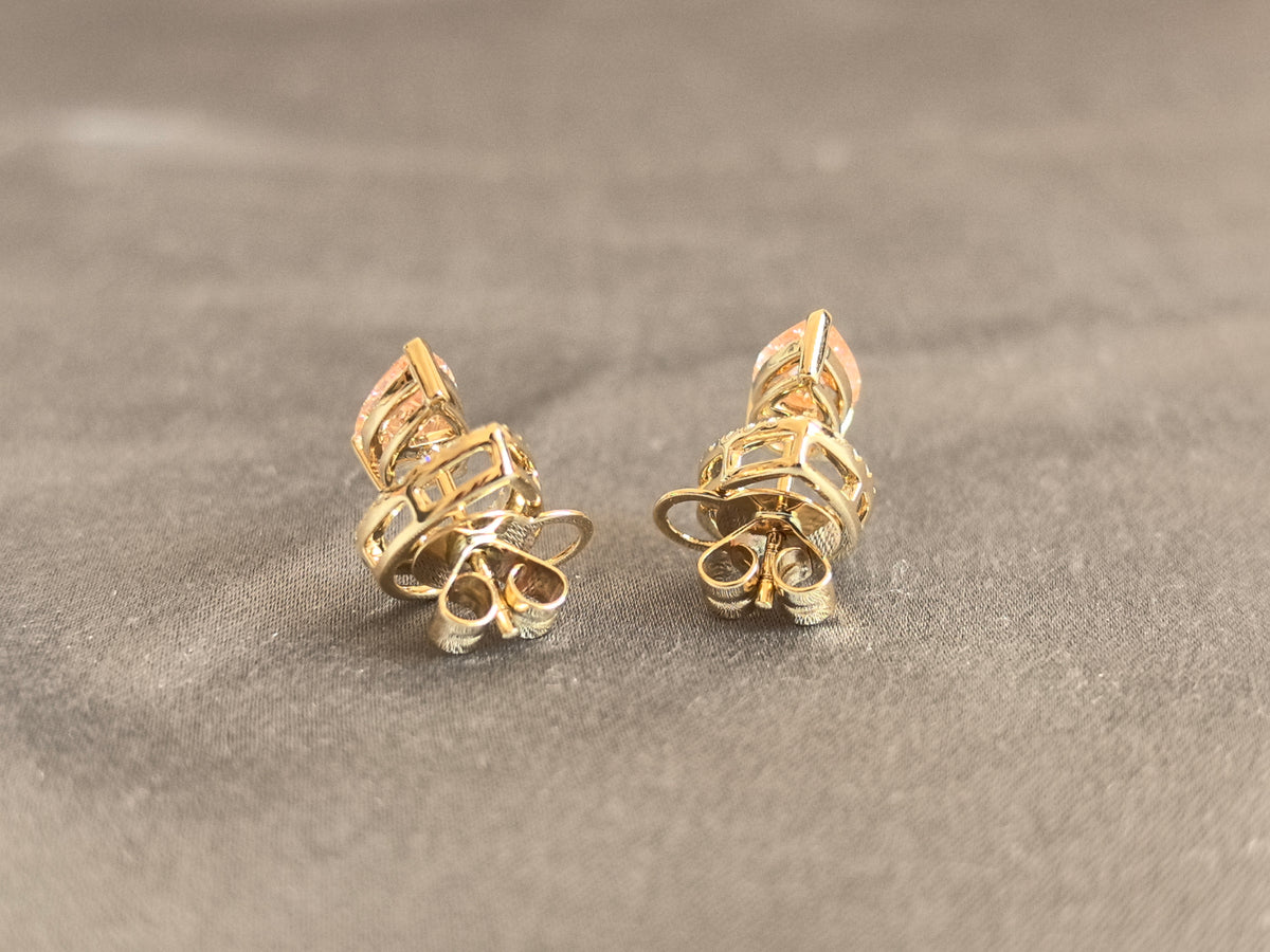 Juno Diamond E-056 | Pink Pear-Cut Lab-Grown Diamond Halo Earrings Earrings