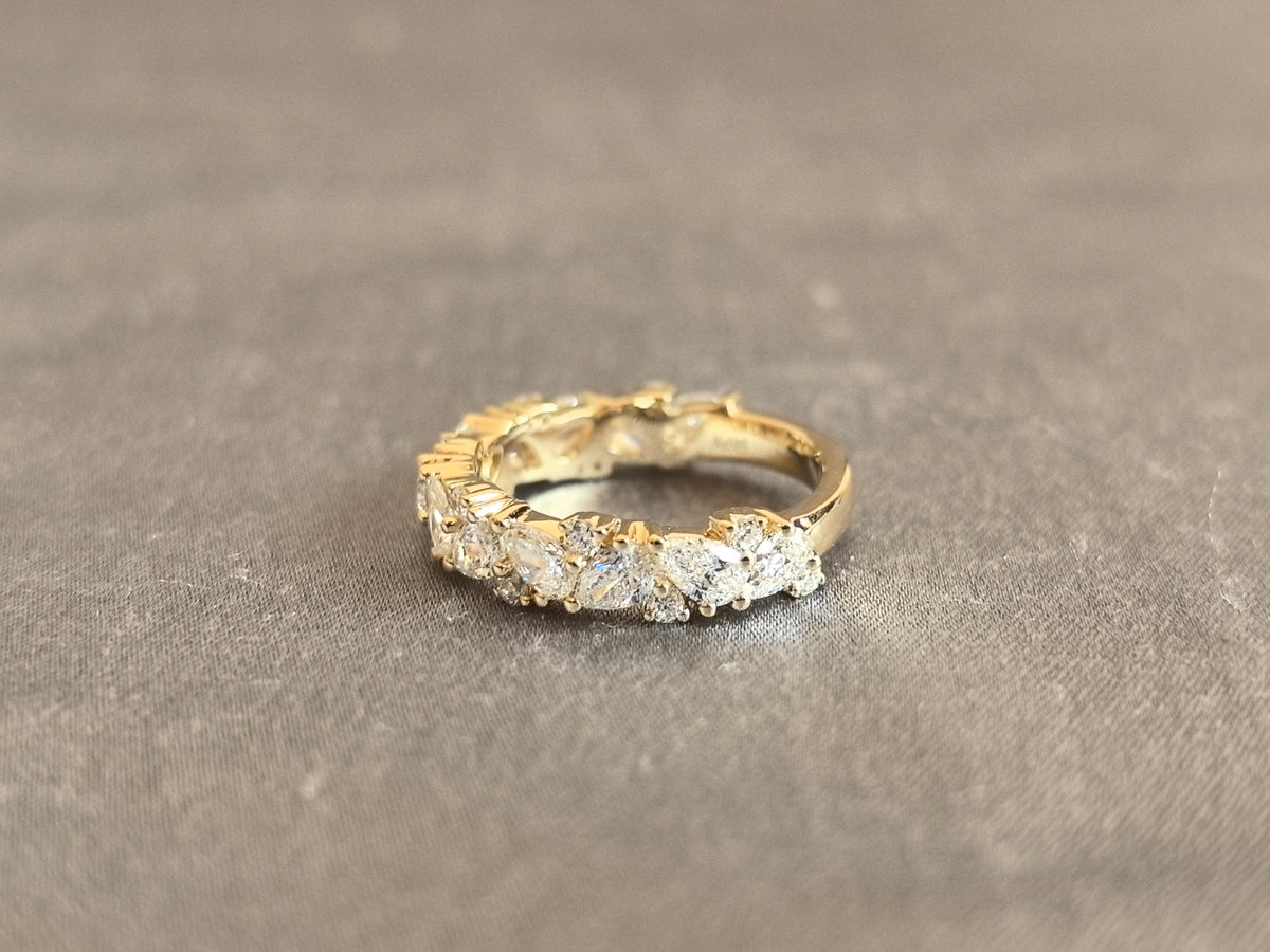 Juno Diamond MX-036 | Mixed-Cut Lab-Grown Diamond Ring with Prong-Set Continuous Cluster in Yellow Gold Ring