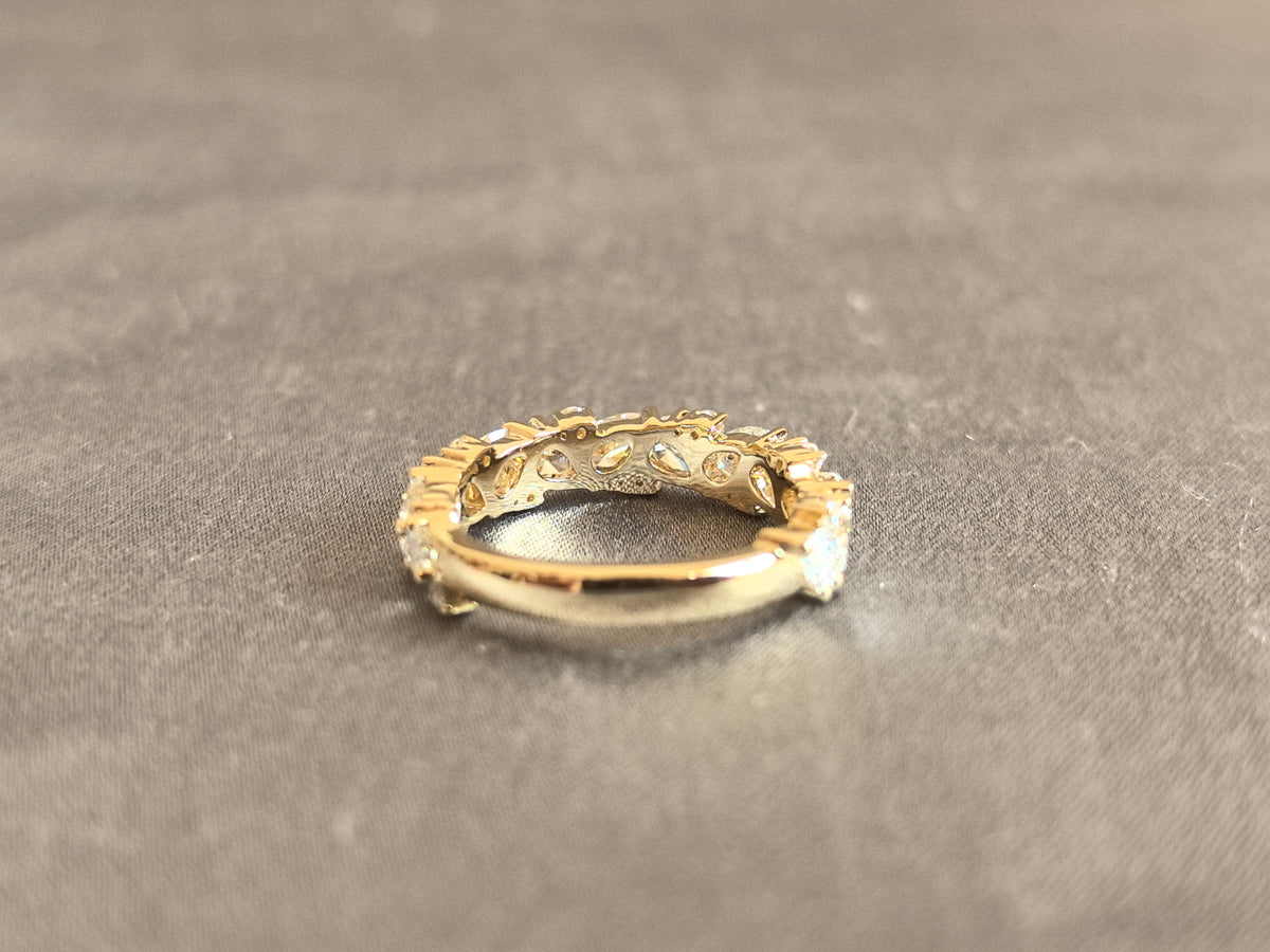 Juno Diamond MX-036 | Mixed-Cut Lab-Grown Diamond Ring with Prong-Set Continuous Cluster in Yellow Gold Ring