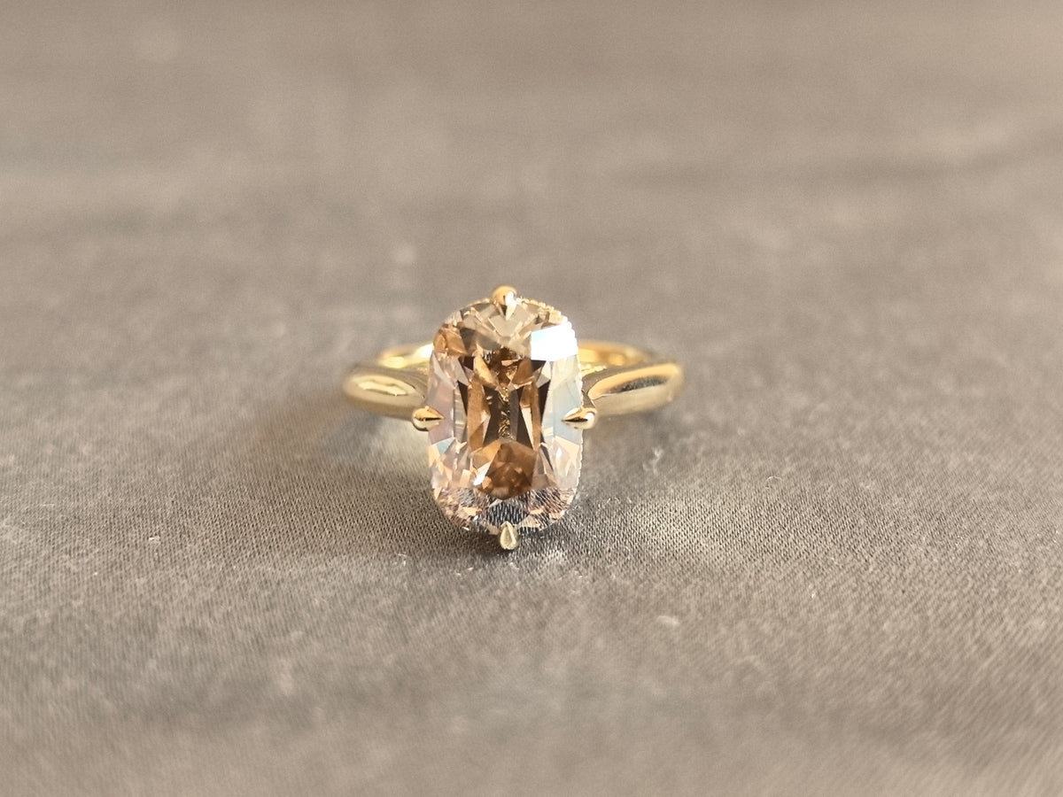Juno Diamond MX-037 | Yellow Cushion-Cut Lab-Grown Diamond Ring with Continuous Halo Band in Yellow Gold Ring
