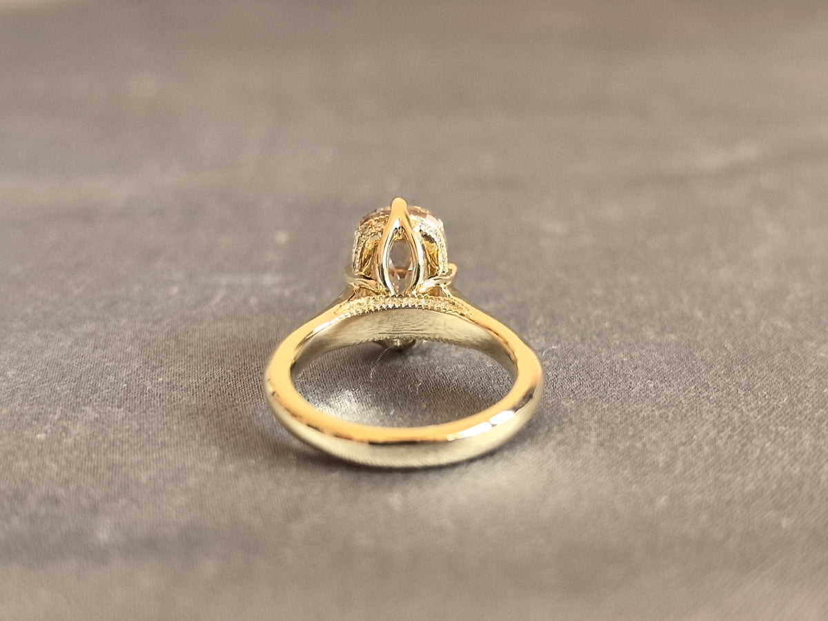 Juno Diamond MX-037 | Yellow Cushion-Cut Lab-Grown Diamond Ring with Continuous Halo Band in Yellow Gold Ring
