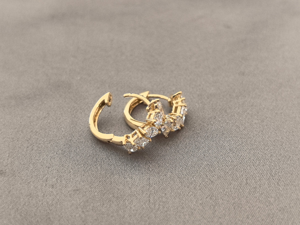 Juno Diamond E-057 | Mixed-Shape Lab-Grown Diamond Earrings with Graduated Row in Yellow Gold Earrings
