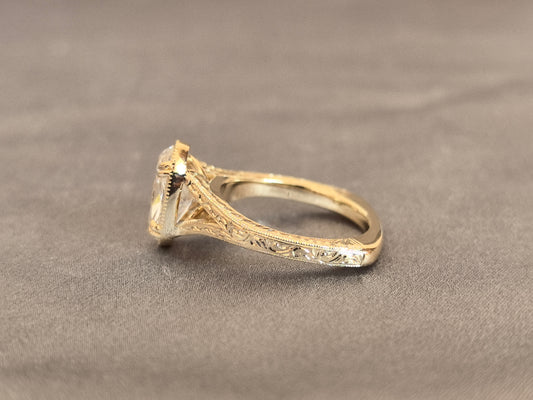 Juno Diamond OV-091 | 3 Carat Oval Lab-Grown Diamond Vintage Bezel Ring with Intricate Engraved Filigree Ring