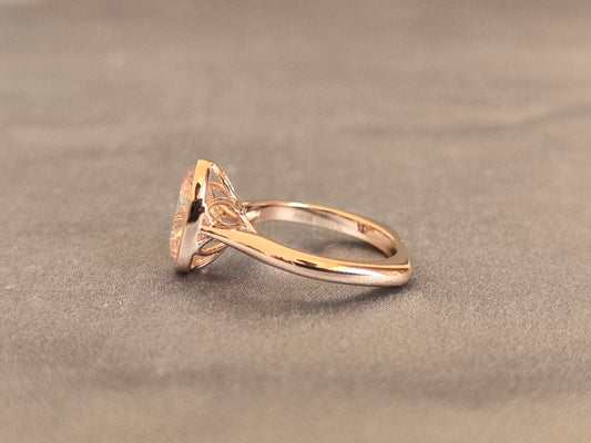 Juno Diamond OV-092 | 3 Carat Baby Pink Oval Lab-Grown Diamond Ring with Sculptural Bezel Setting in Yellow Gold Ring