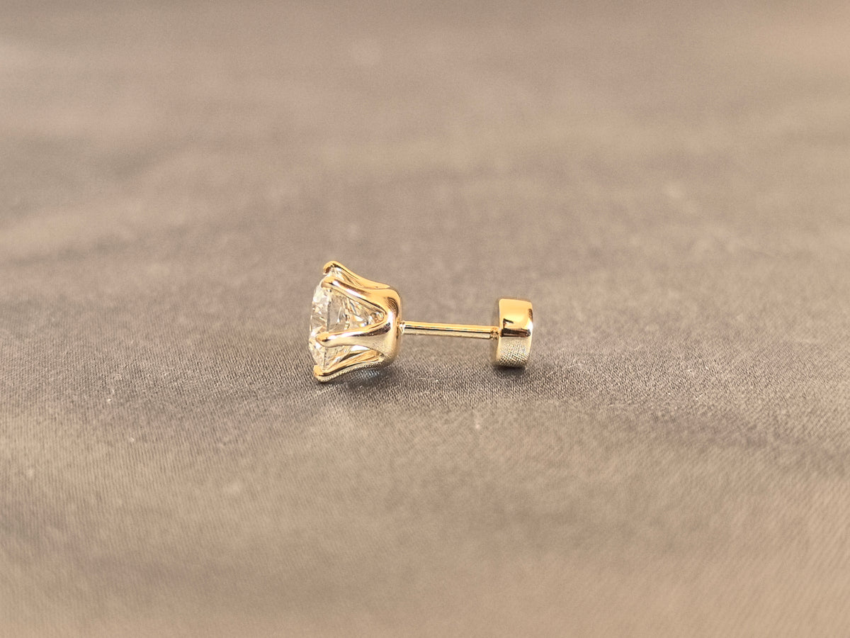 Juno Diamond E-058 | 1.5 Carat Round-Cut Lab-Grown Diamond 1-Stone Prong Earrings Earrings