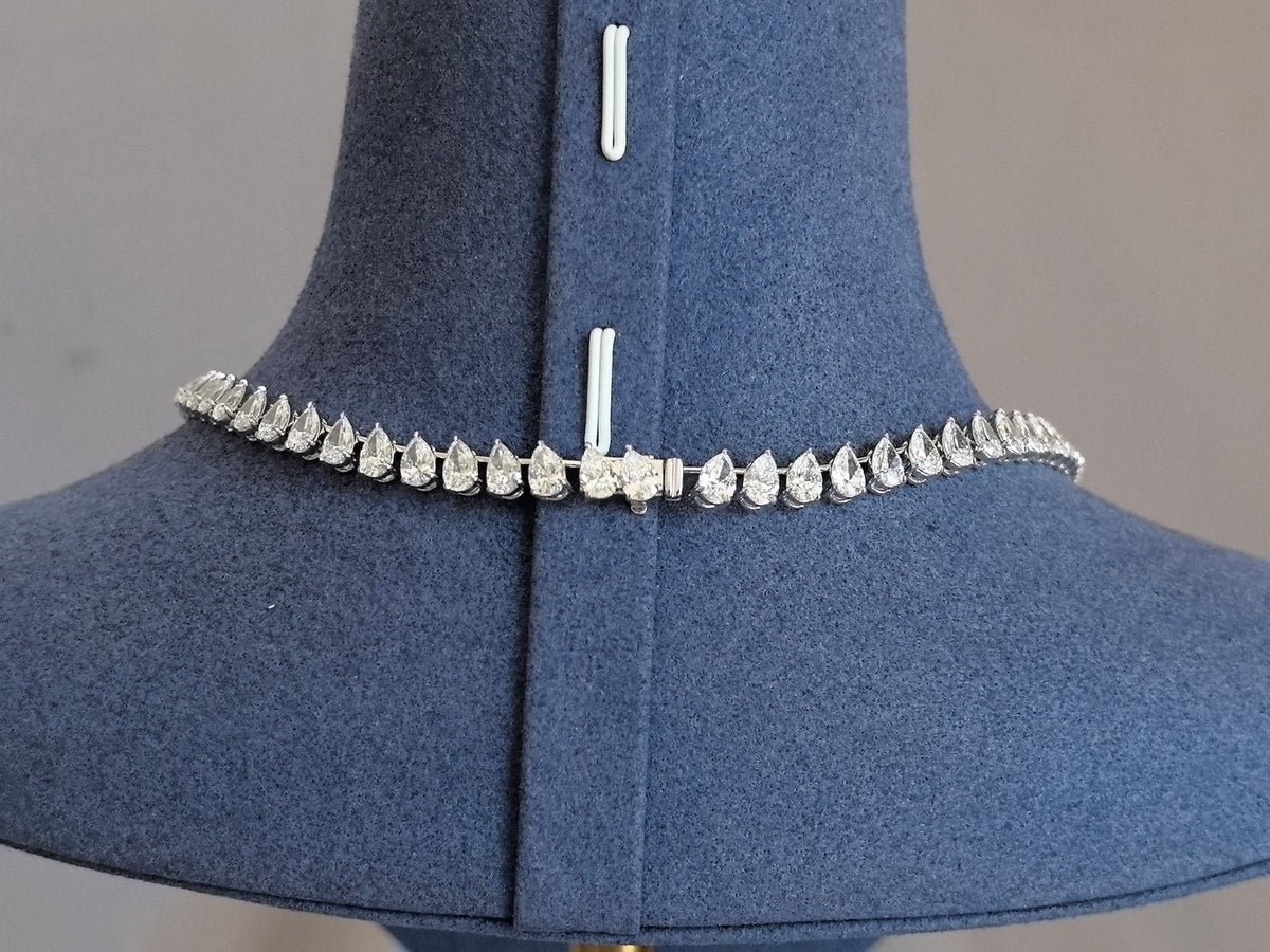 Juno Diamond N-045 | Multi-Pear-Shaped Lab-Grown Diamond Necklace with Prominent Yellow Pear Drop Pendant in White Gold Necklace