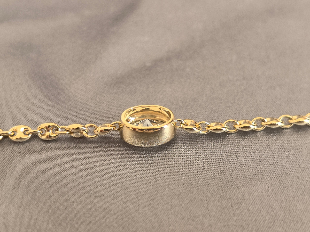 Juno Diamond B-052 | 2 Carat Oval Lab-Grown Diamond Bracelet With Full Bezel Chain Links Bracelet
