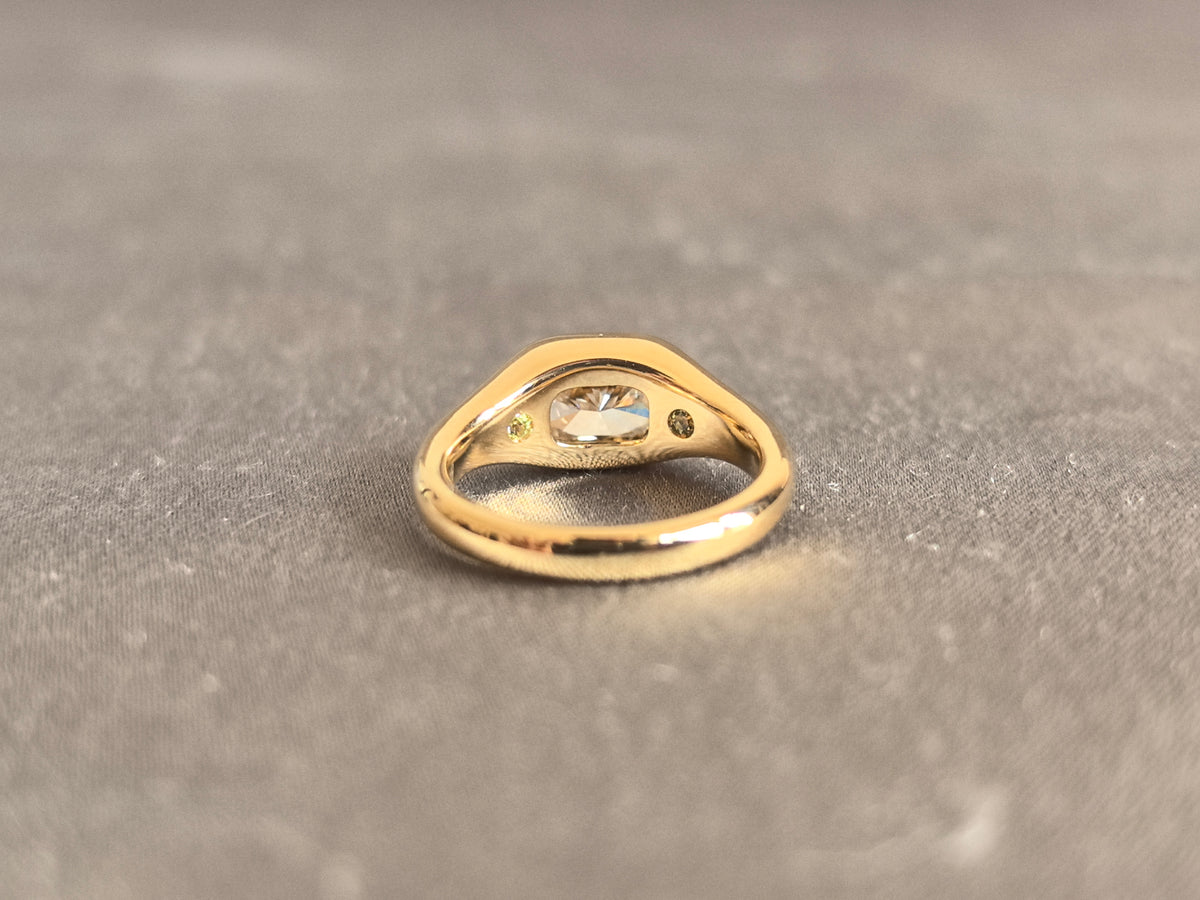 Juno Diamond CU-030 | 0.7 Carat Radiant Lab-Grown Diamond Wide Bezel Yellow Gold Ring Ring