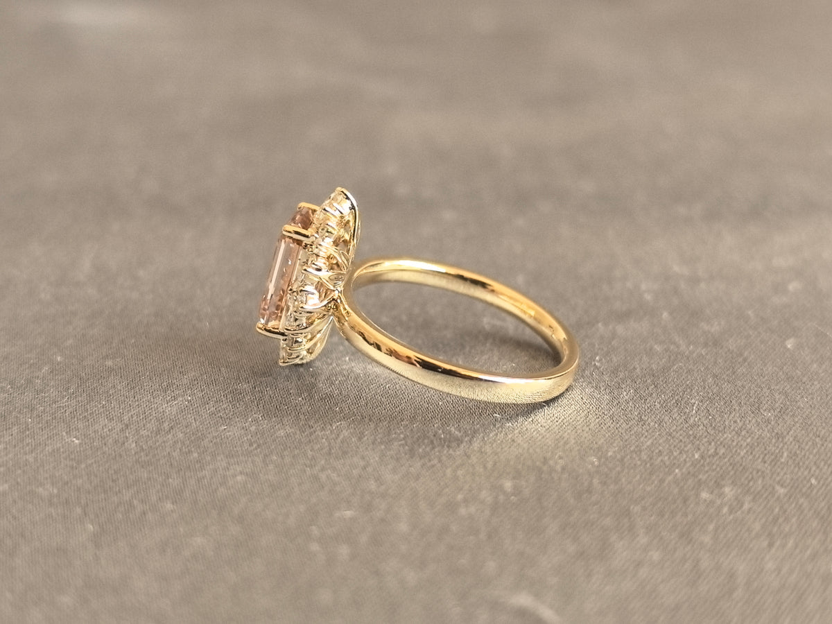 Juno Diamond EM-035 | 2.5 Carat Champagne Emerald-Cut Lab-Grown Diamond Ring with Double Diamond Frame Ring