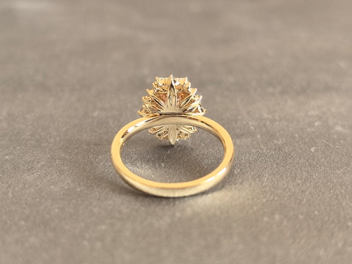 Juno Diamond EM-035 | 2.5 Carat Champagne Emerald-Cut Lab-Grown Diamond Ring with Double Diamond Frame Ring