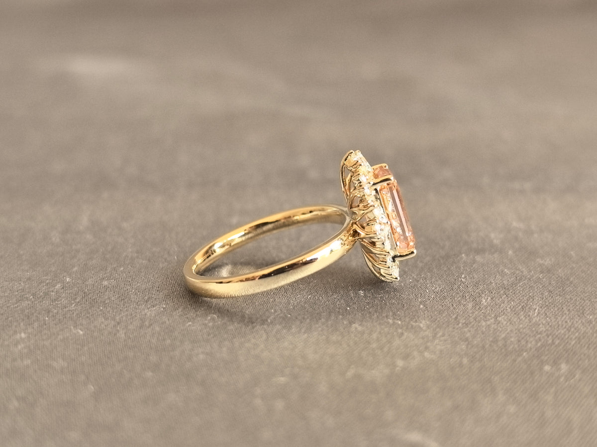 Juno Diamond EM-035 | 2.5 Carat Champagne Emerald-Cut Lab-Grown Diamond Ring with Double Diamond Frame Ring