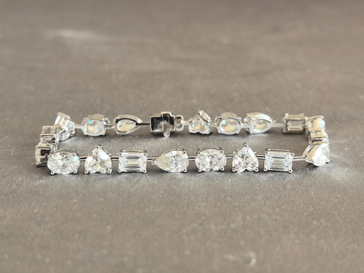 Juno Diamond B-057 | Alternating Oval, Pear, Heart and Emerald-Cut Lab-Grown Diamond Prong Set Bracelet Bracelet