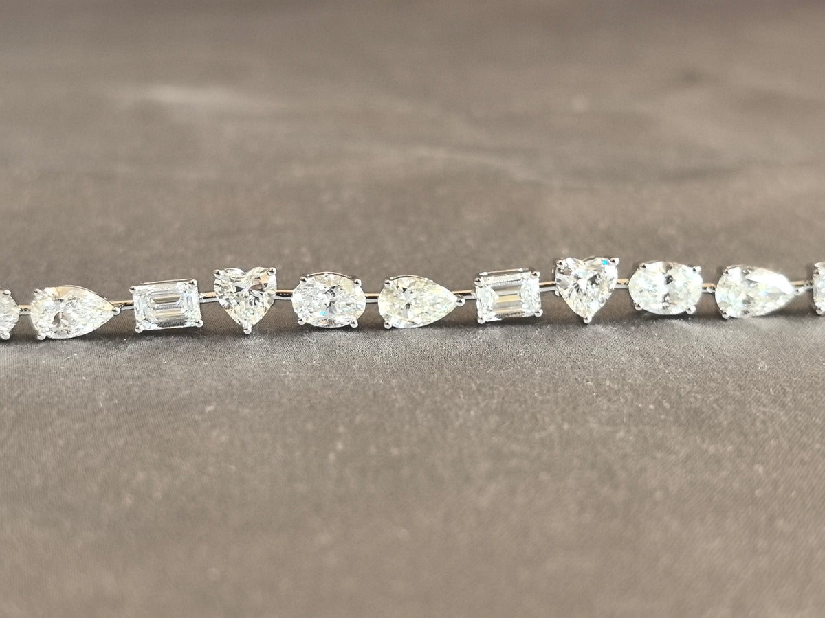 Juno Diamond B-057 | Alternating Oval, Pear, Heart and Emerald-Cut Lab-Grown Diamond Prong Set Bracelet Bracelet
