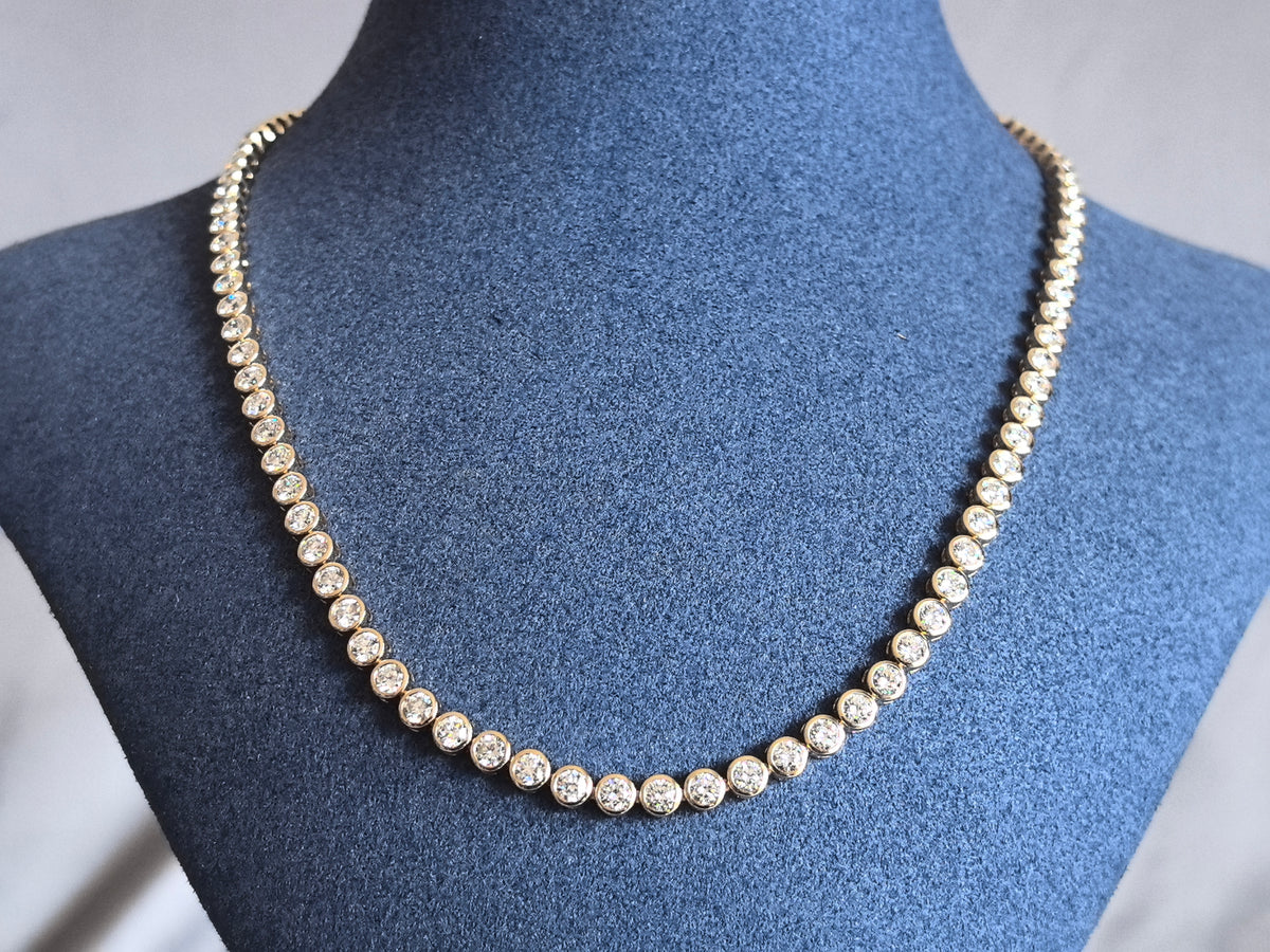 Juno Diamond N-046 | Continuous Bezel-Set Round Lab-Grown Diamond Station Necklace in Yellow Gold Necklace