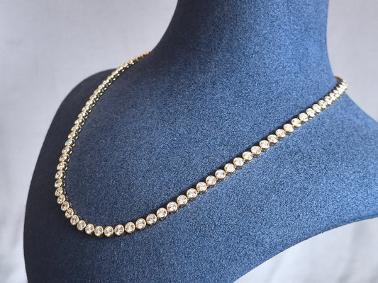 Juno Diamond N-046 | Continuous Bezel-Set Round Lab-Grown Diamond Station Necklace in Yellow Gold Necklace