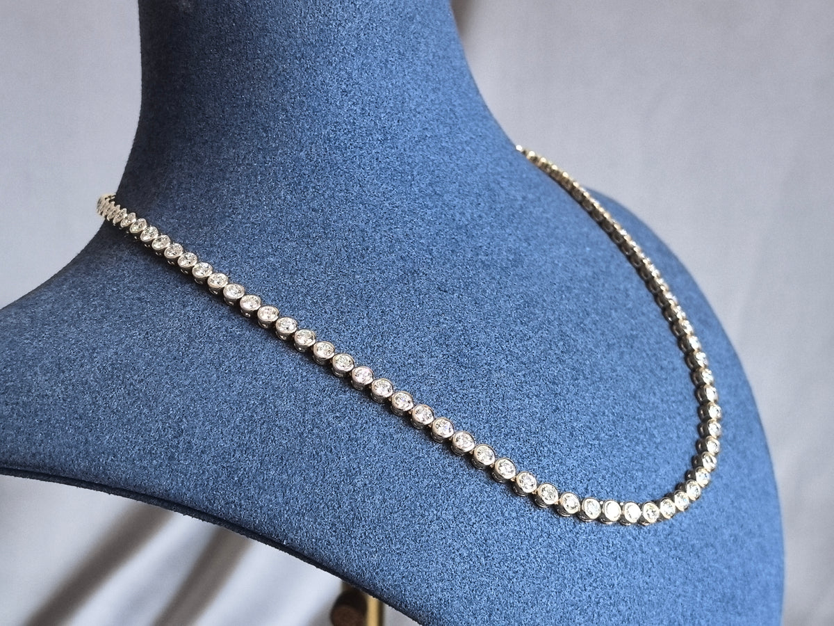 Juno Diamond N-046 | Continuous Bezel-Set Round Lab-Grown Diamond Station Necklace in Yellow Gold Necklace