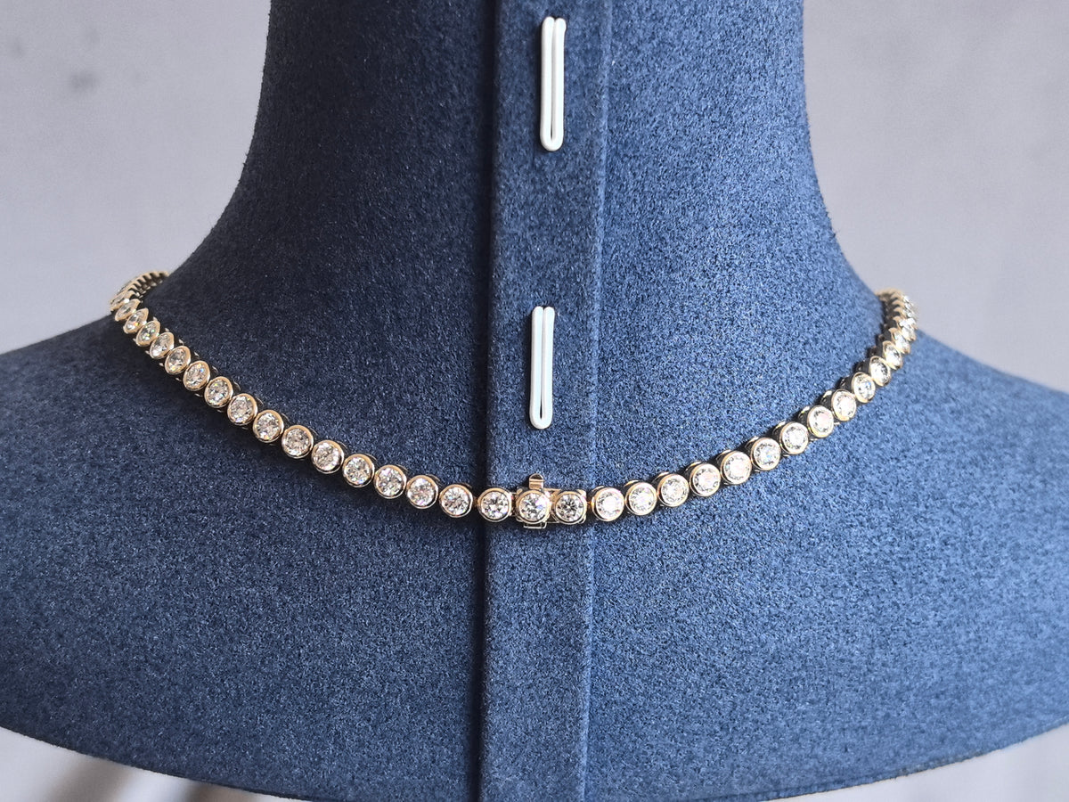 Juno Diamond N-046 | Continuous Bezel-Set Round Lab-Grown Diamond Station Necklace in Yellow Gold Necklace