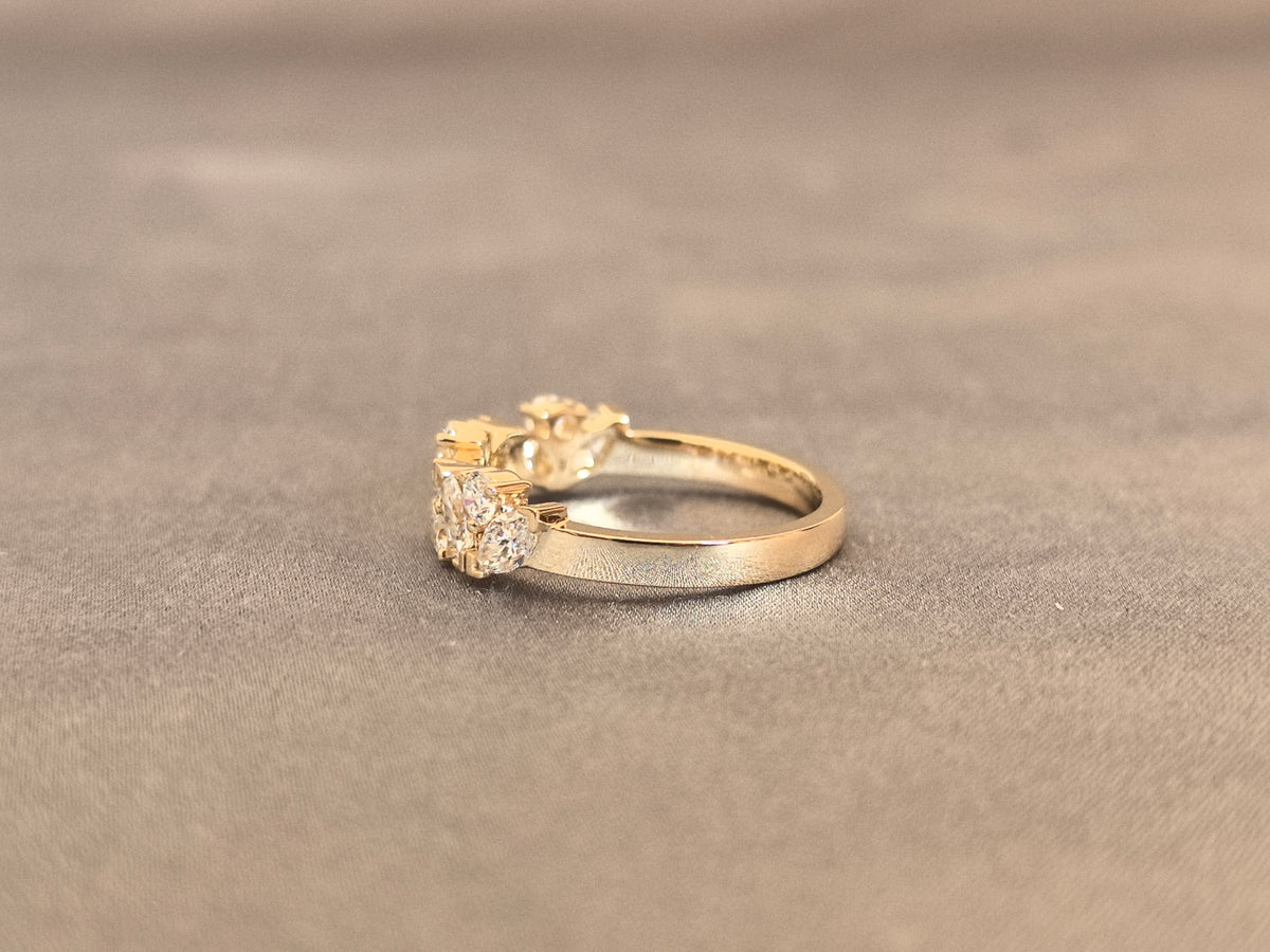 Juno Diamond MX-042 | Alternating Marquise and Round Lab-Grown Diamond Cluster Row Ring in Yellow Gold Ring