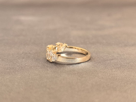 Juno Diamond MX-042 | Alternating Marquise and Round Lab-Grown Diamond Cluster Row Ring in Yellow Gold Ring
