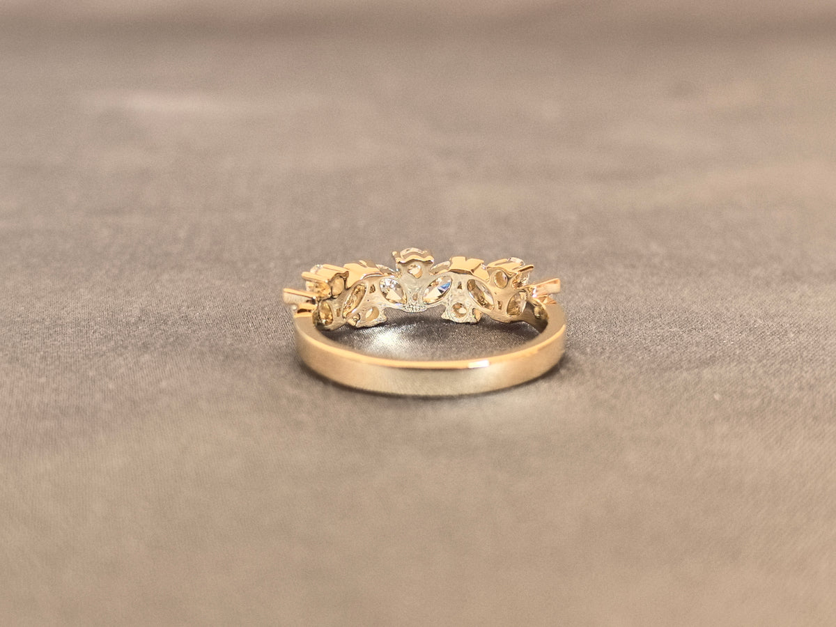 Juno Diamond MX-042 | Alternating Marquise and Round Lab-Grown Diamond Cluster Row Ring in Yellow Gold Ring