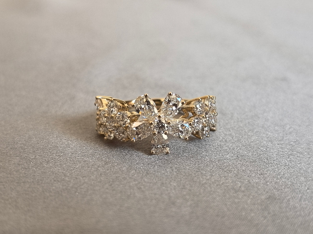 Juno Diamond MX-039 | Lab-Grown Diamond Bow Cluster Ring in Yellow Gold Ring