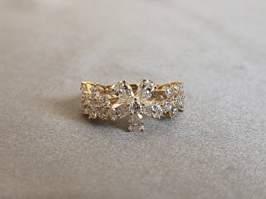 Juno Diamond MX-039 | Lab-Grown Diamond Bow Cluster Ring in Yellow Gold Ring