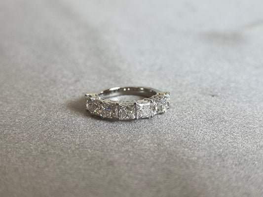 Juno Diamond PR-017 | 0.3 Carat Princess-Cut Lab-Grown Diamond Half Eternity Ring with Rectangular Basket Settings Ring